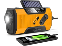 RÁDIO DE MANIVELA AQUAFORGE com célula solar, lanterna, bateria externa de 2000mah