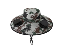 Chapéu com Ventilador Movido a Energia Solar , Recarregável, para Pesca e Atividades Ao Ar Livre. MDUG (padrão de Camuflagem Pontilhado Redondo)