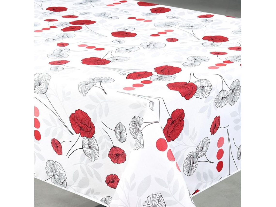 Toalha Anti-táxi Retangular Padrão De Papoulas Branca 145x240 Cm