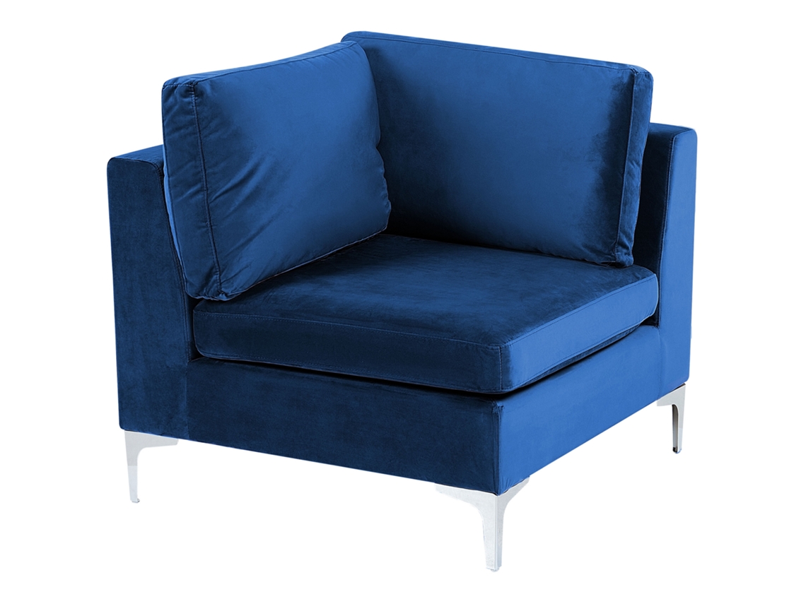 Módulo Esquinero Beliani Evja Ii De Terciopelo Azul 85x85x84