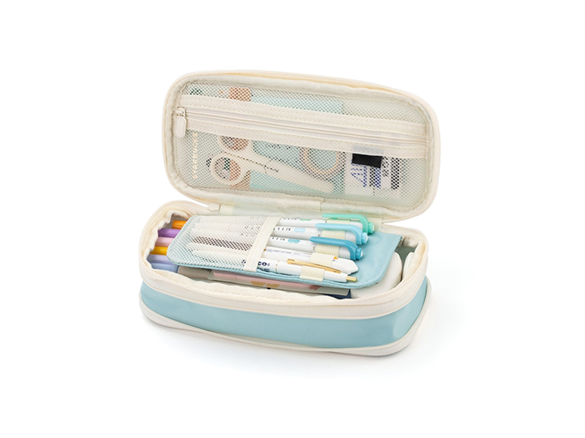 Estuche De Lápices De Gran Capacidad Con Cremallera Estilo Moderno Simple De Capas Duales Resistente Al Desgaste