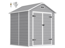 Abrigo De Jardim Pp Resin, Aluminium Cor Cinzento 182x151x219 Cm Outsunny