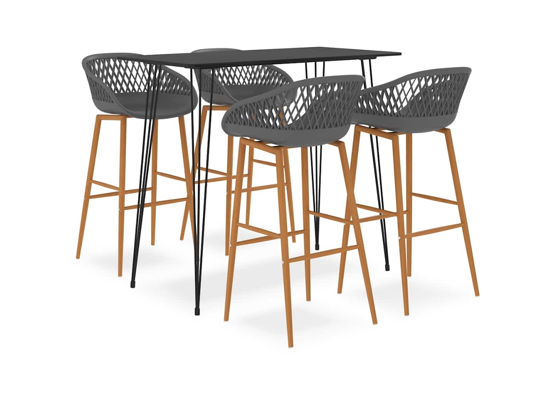 Vidaxl 5 Pcs Conjunto De Bar Preto E Cinzento
