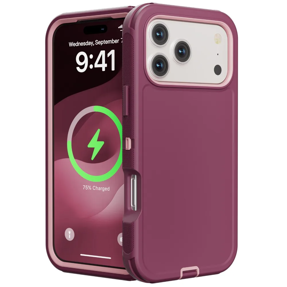 (roxo, Iphone 12 Pro Max) Capa Protetora Híbrida 3 Em 1 Ott Resistente A Impactos.
