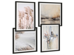 Pinturas Murais Modernas Barcos No Lago, Veados, Montanhas Moldura Preta Imagens Para Um Quarto Infantil Espelharte (conjunto De 4 Imagens)