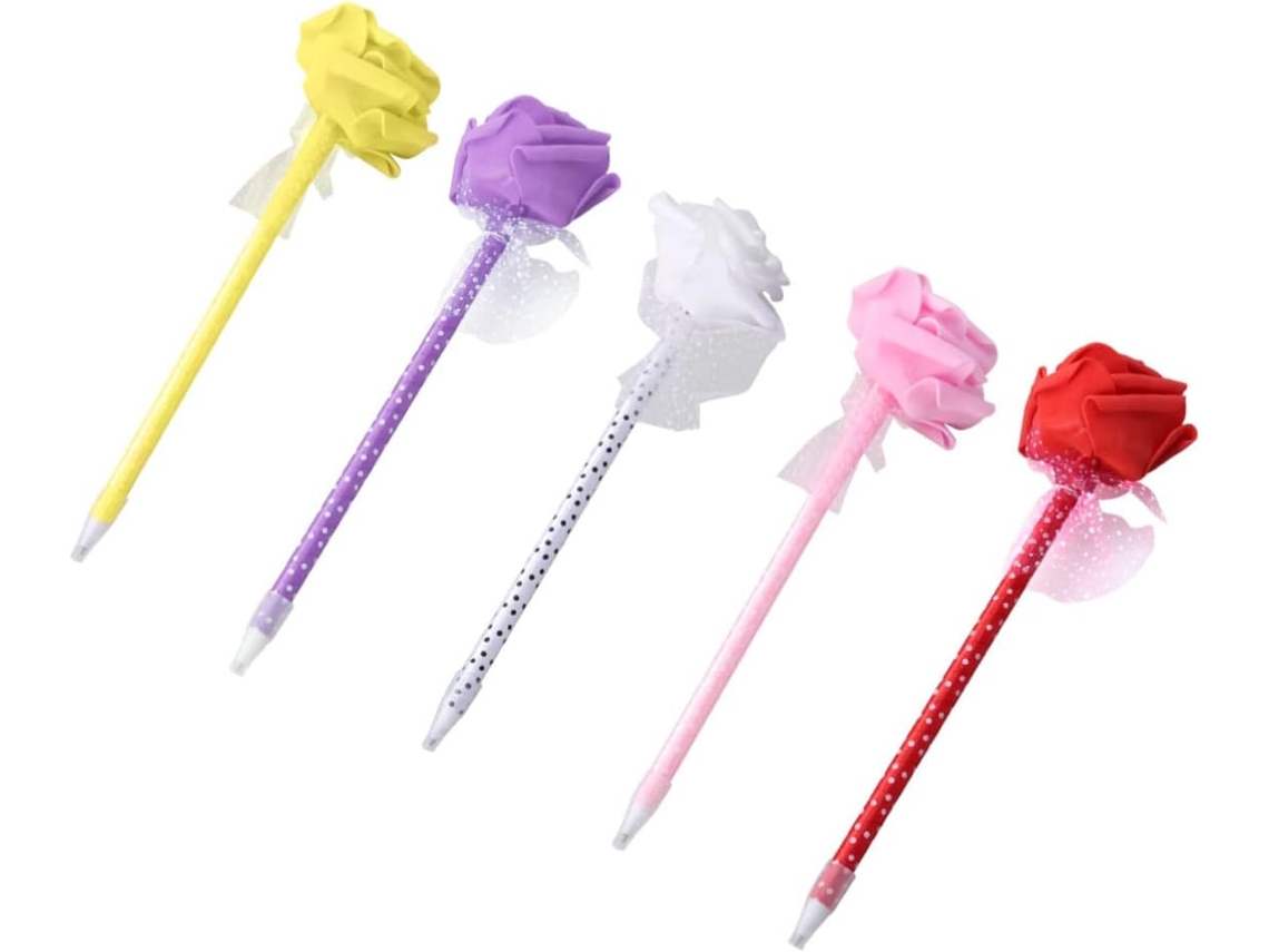 Conjunto De 5 Canetas Esferográficas Stobok Na Cor Rosa Vibrante,