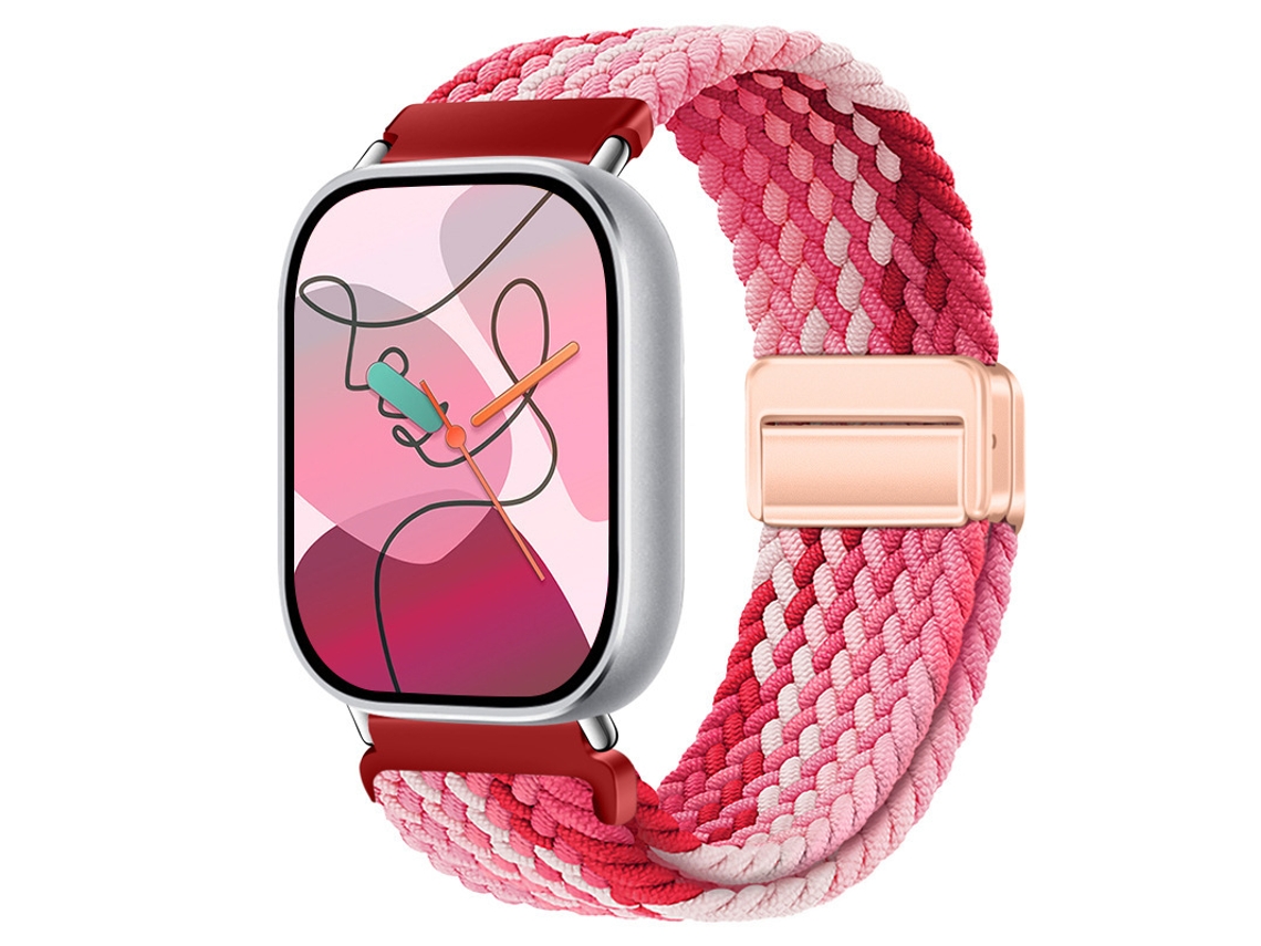 Pulseira de nylon com fecho magnético para Xiaomi Mi Band 10 Pro, Huawei Fit 5, Redmi Watch 6 - vermelho degradê