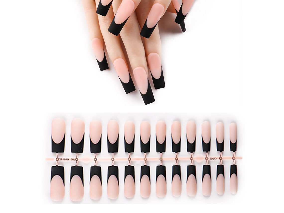 Unhas Postiças Estilo Francês Rosa Branco Unhas Postiças Compridas Paraes E Meninas -Estilo 4 ZMDECQNA