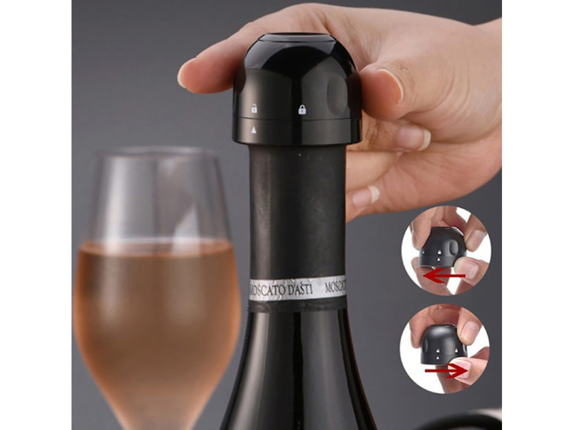 Tampa De Vinho A Vácuo, Suporte Para Garrafa, Preta
