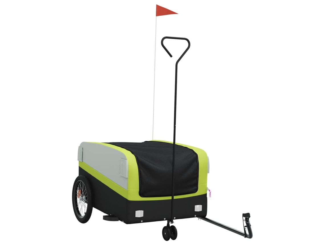 Reboque para bicicleta VIDAXL ferro preto e verde (45 kg)