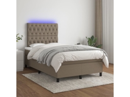 Vidaxl Cama Box Spring Colchão/led 120x200cm Tecido Cinza-acastanhado