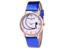 Relógio de pulso Zhoulianfa Quartz para homens e mulheres, mostrador redondo azul.
