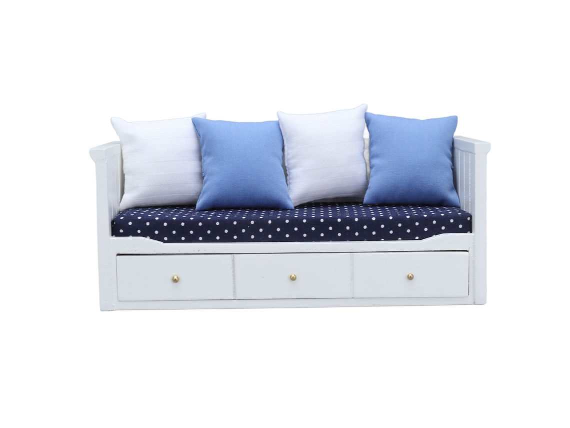Sofá Miniatura Para Casa De Boneca 1:12 Móvel De Madeira Modelo Decoração Sala De Estar Quarto Brinquedo Acessório