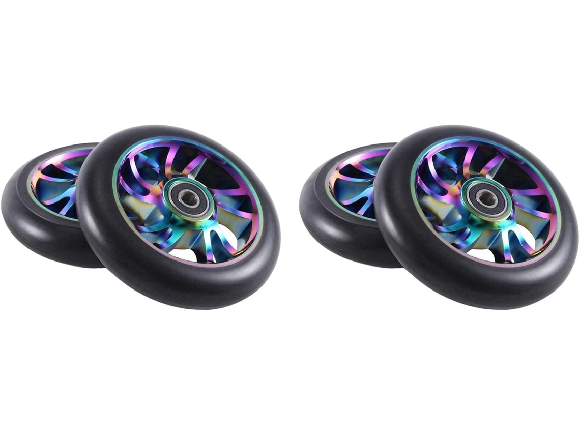 Conjunto de 4 Rodas de Alumínio Coloridas de 110 Mm para Patinete Acrobático. SFUSHOS