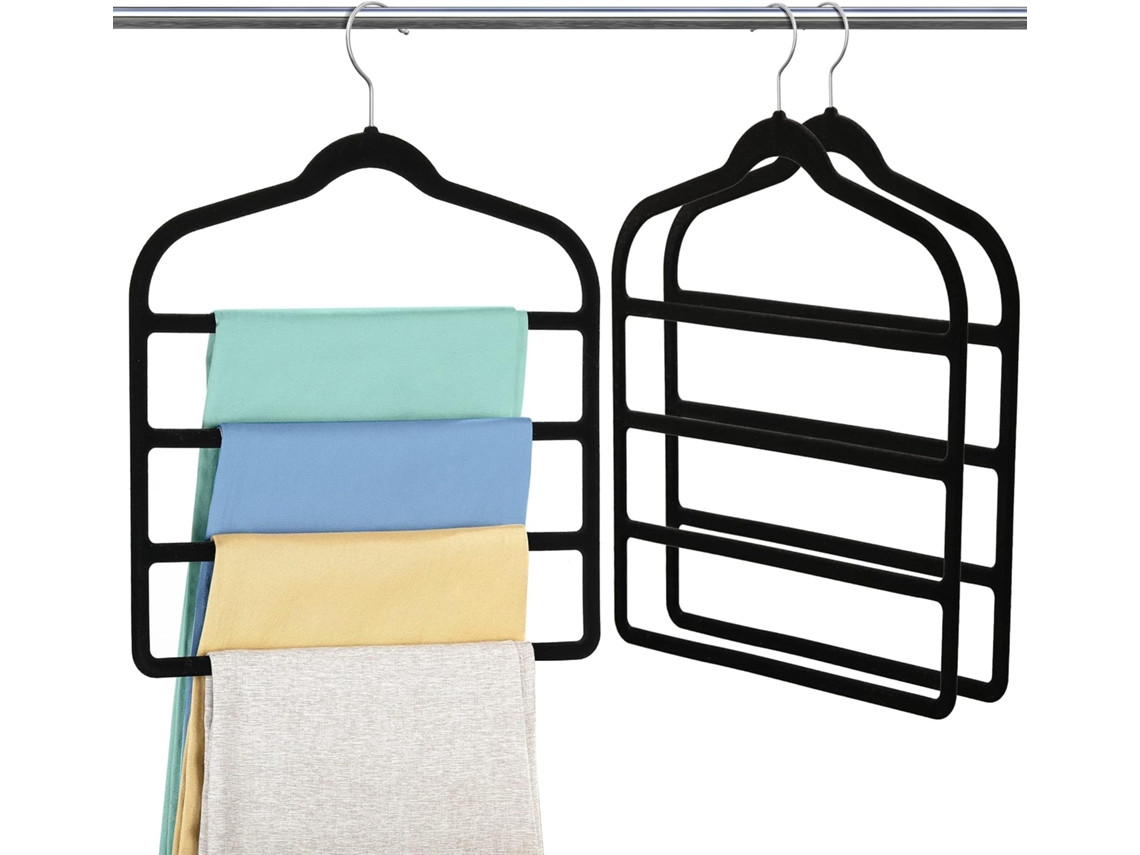 Pacote Com 3 Cabides Para Jeans, Cabides Múltiplos De Veludo, Organizador De Armário, Calças, Cachecol, Cinto, Gravatas, Toalha Aquaforge (preto)