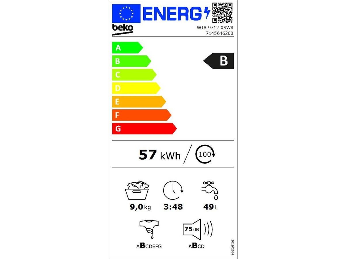 Mquina de Lavar Roupa BEKO WTA 9712 XSWR (9 kg - 1400 rpm - Branco) |  Worten.pt