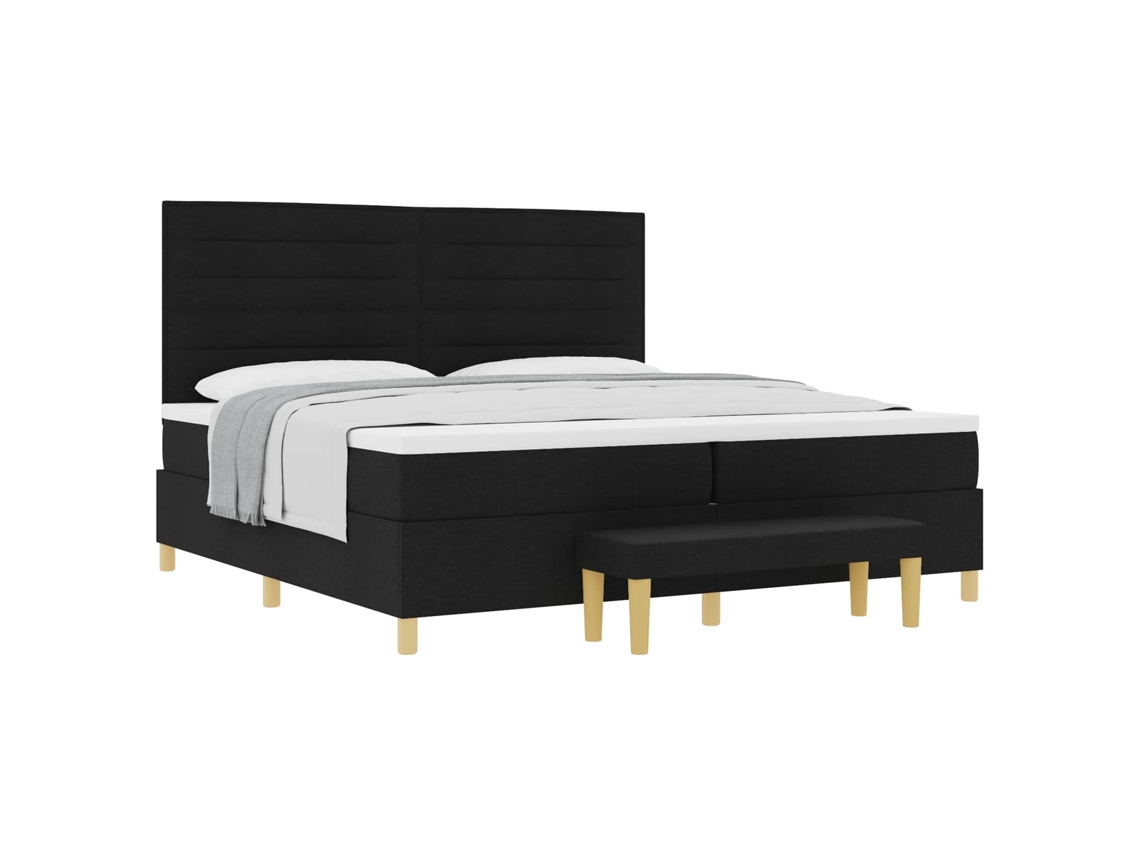 Cama Box com Colchão e Cabeceira Preto Tecido MAISON EXCLUSIVE (200x200 cm)
