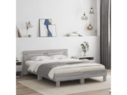 Vidaxl Estrutura De Cama C/ Cabeceira Derivados Madeira Cinza Sonoma