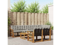 Vidaxl Conjunto De Sofás Para Exterior 9 Pcs Cinza Natural E Claro