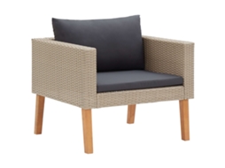 Sofá De Jardim Individual Com Almofadões Vime Pe Bege Dkd Home Decor