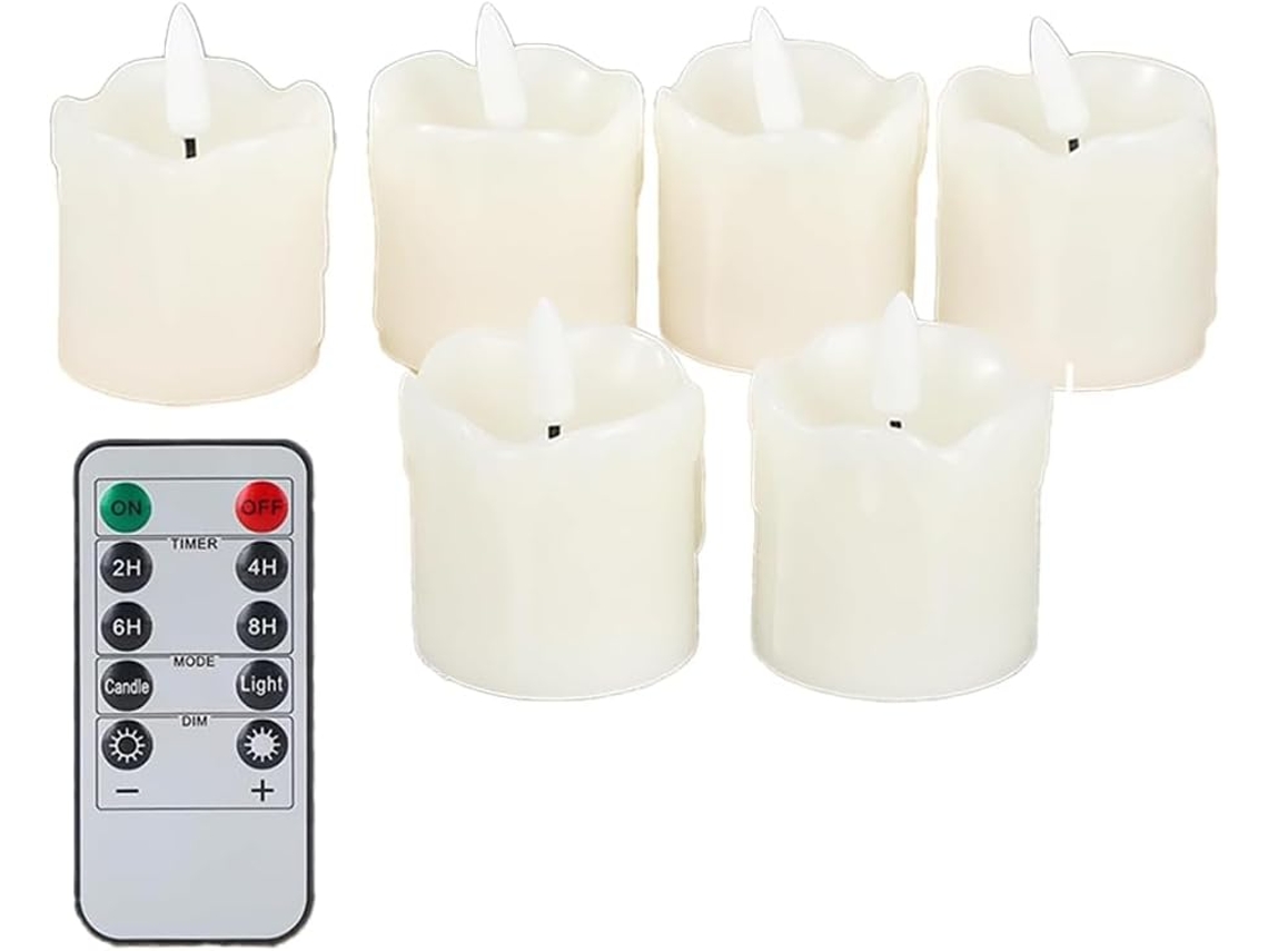 Velas Votivas Com Efeito De Chama Tremeluzente, Controle Remoto Com Temporizador E Luzes Led A Bater Gokoco