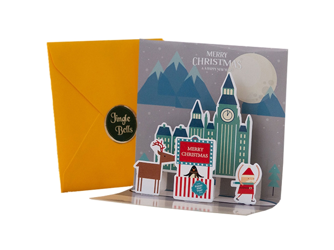 1 Cartão de Felicitações Tridimensional Tipo B-Hk018 Cartão de Felicitações Tridimensional Do Paraíso de Natal AURUM