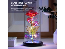Rosa de vidro eterna com LED para presente romântico S/MARCA
