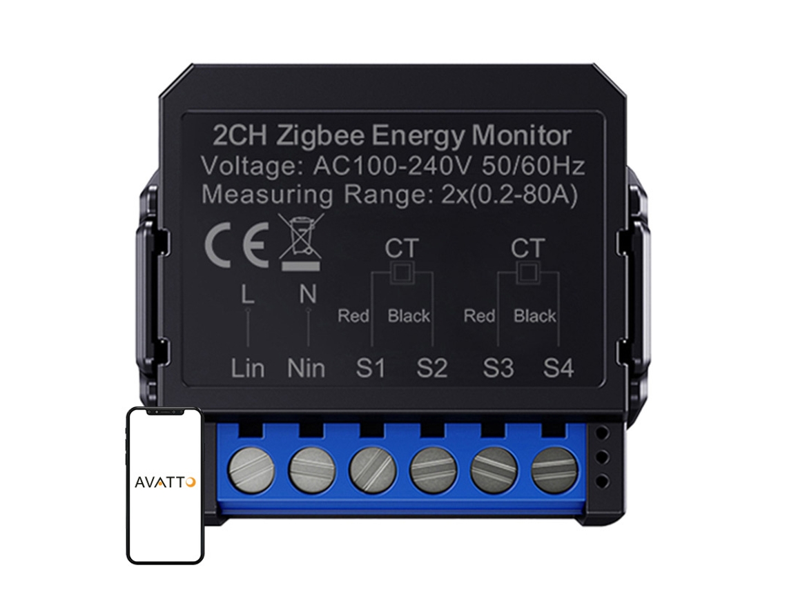 Medidor de Energia AVATTO Zwpm16 2 Zigbee Bidirecional para Economia