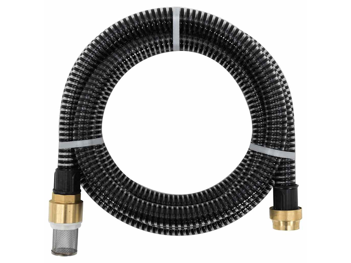 Vidaxl Mangueira De Sucção Com Conectores De Latão 1,1" 3 M Pvc Preto