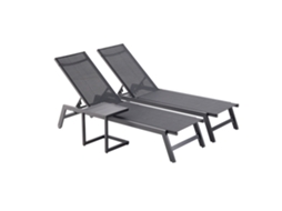 Conjunto 2 Espreguiçadeiras CONCEPT U Prato com Mesa Lateral Preto