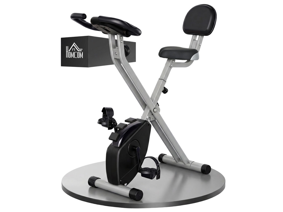 Bicicleta Estática Dobrável com 8 Níveis de Resistência Magnética com Assento Ajustável 43x97x109 Cm Cinzento