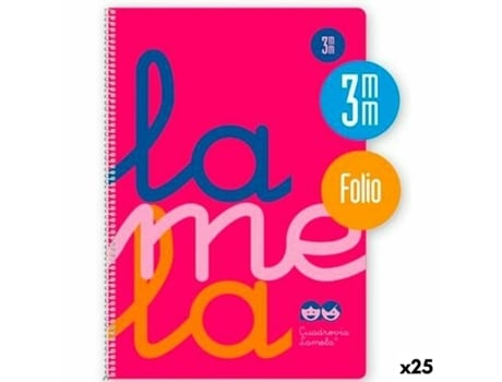 Caderno LAMELA Cuadrovía Cor de Rosa Fluorescente Din A4 80 Folhas 21,5 x 31,5 cm 5 Peças (25 Unidades)