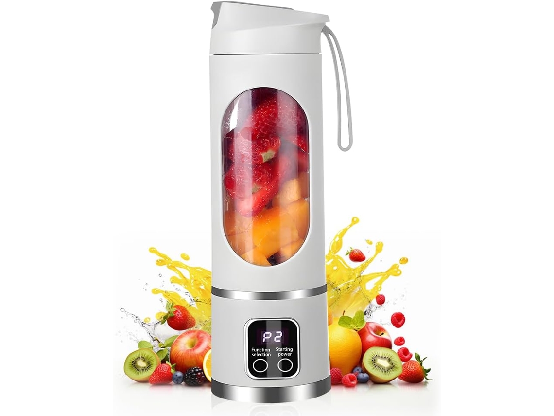 Liquidificador Branco 450ml 12 Lâminas C Display Led Recarregável P Casa Esportes Exterior ZYBLSSBB