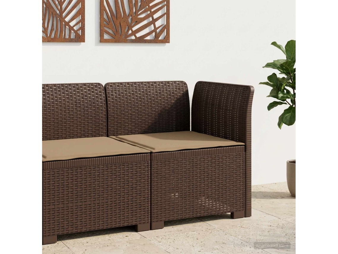 Vidaxl Sofá De Jardim 1 Lugar Com Almofada Look Rattan Pp Castanho
