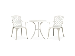 Vidaxl 3 Pcs Conjunto De Bistrô Alumínio Fundido Branco