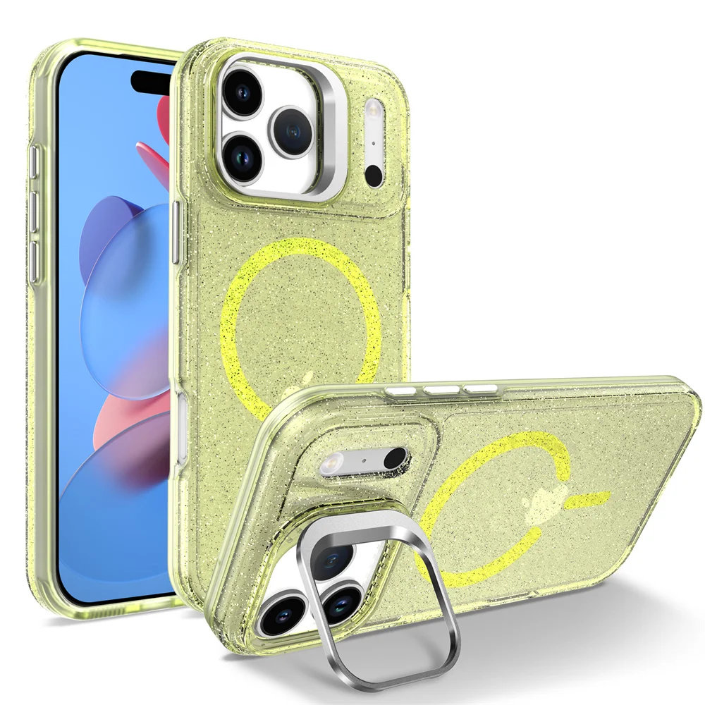 Capa Magnética Magsafe Para Iphone (iphone 17, Amarela), Capa Protetora Transparente.
