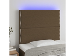 Cabecero con luces LED, tela, 90x5x118/128 cm, marrón