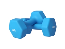 Set 2 Halteres Hexagonais 2x6kg em Metal e Plástico com Pegada Antiderrapante.22x10x10 Cm.azul BTFORUS
