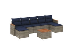 Conjunto de Sofá de Jardim, 8 Peças, Almofadas, Rattan Cinza MAISON EXCLUSIVE