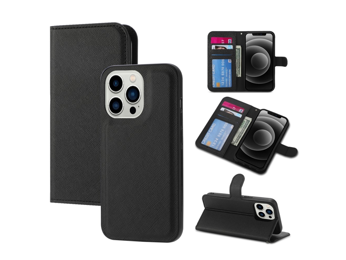 Capa Para Iphone 15 Pro Max Pele Sintética Preto