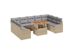 Conjunto 10 Arranjo De Assentos Ao Ar Livre Vidaxl Bege Vime Pe (100 X 55 X 73 Cm)