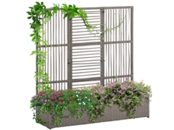 Vaso com treliça para flores, resistente às intempéries, polirrattan, 103x29x103cm, cinza