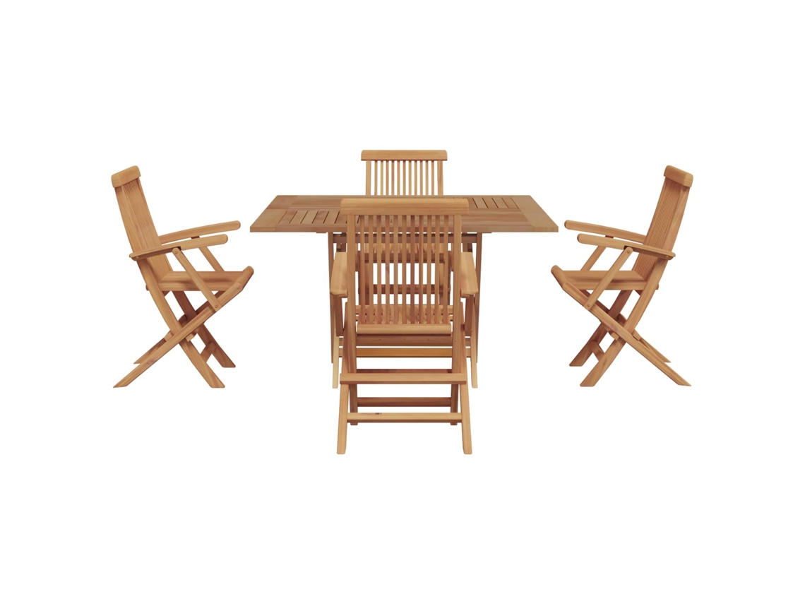 Vidaxl Conjunto De Jantar Para Jardim Castanho Madeira De Teca Maciça