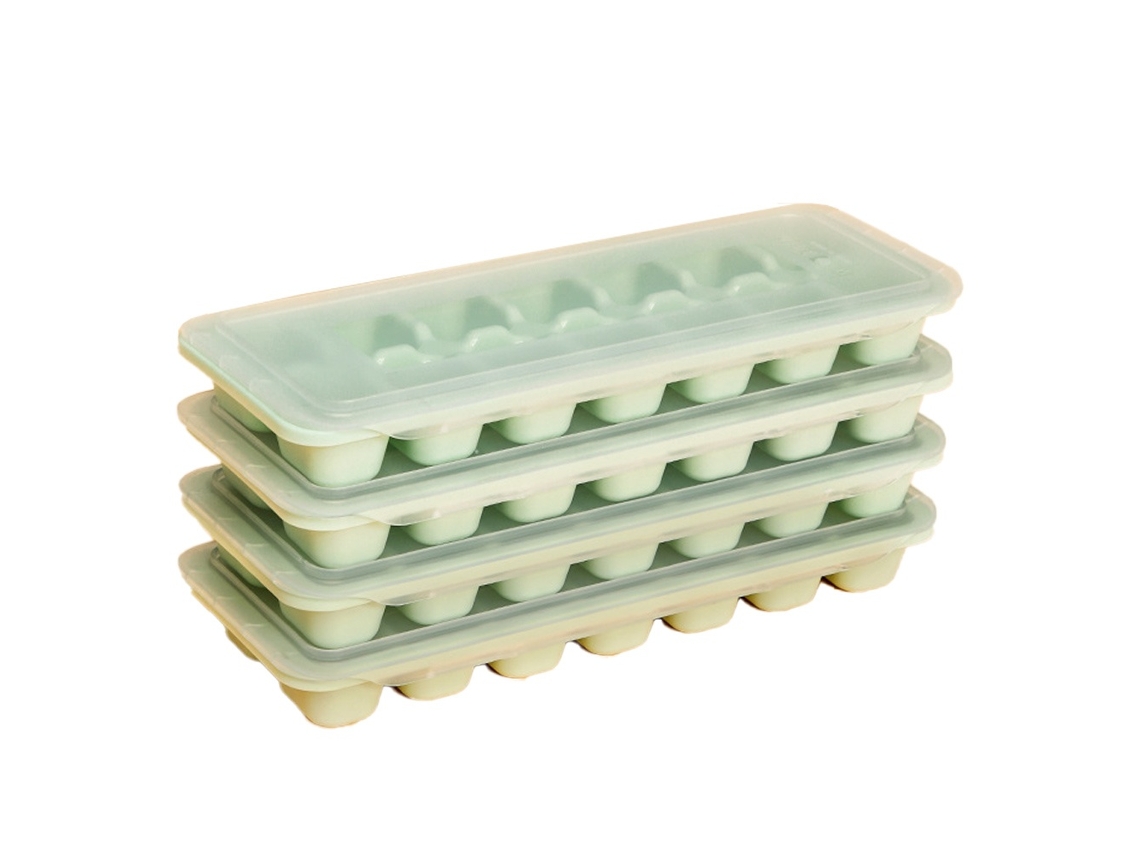 Elysve Forma Para Gelo 4 Peças Silicone Flexível E Fácil De Soltar Com Tampa