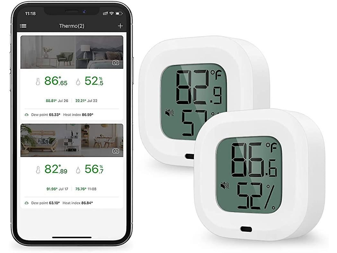 2 Peças De Termômetro Higrômetro Bluetooth, Sensor De Umidade E Temperatura Com Dados