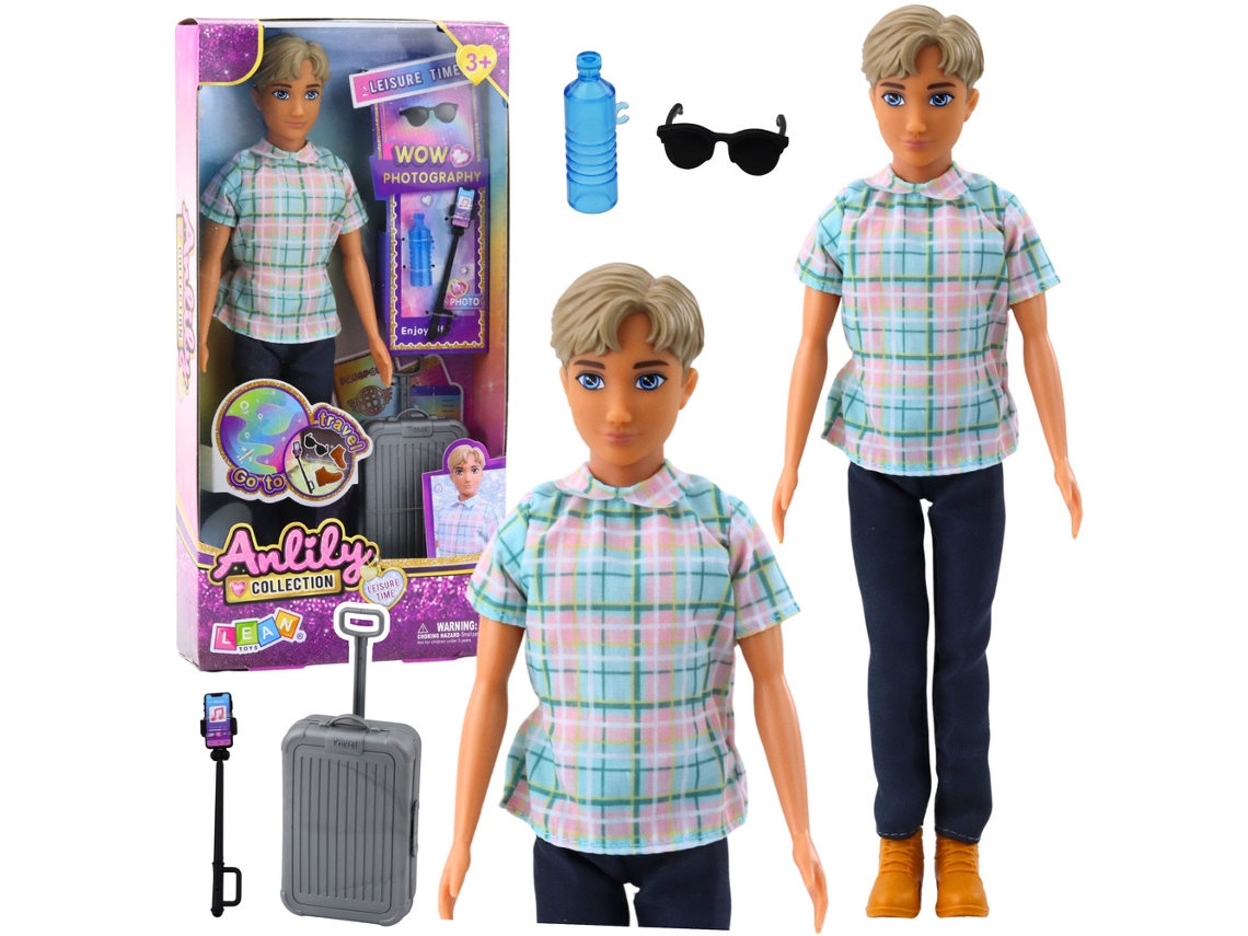Anlily Boneca Menino Acessórios Bolsa Selfie Stick Óculos Garrafa B.active