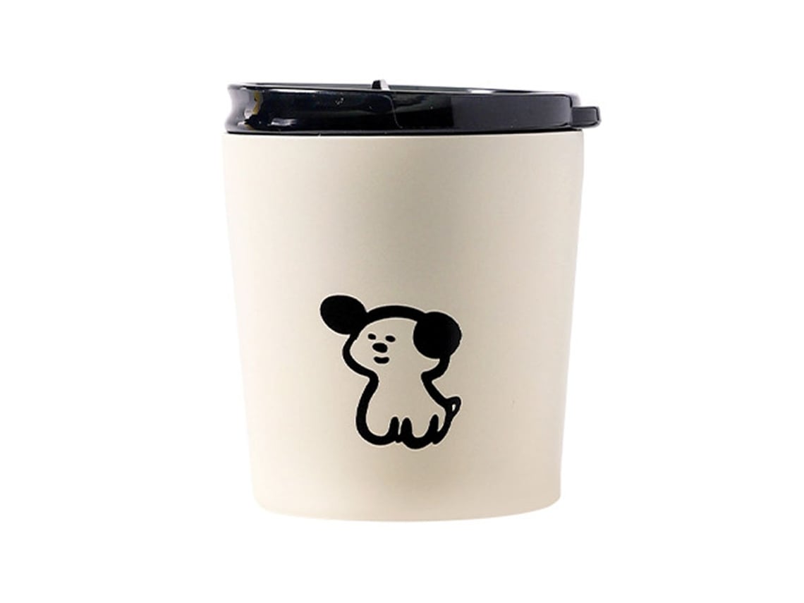 Copo Isolado Inox Fosco com Tampa Padrão Cachorro Fofo 240ml para Café e Água | S/MARCA