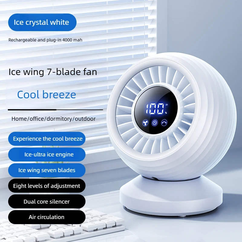 (branco 4000mah) Novo Ventilador De Ar Condicionado Recarregável Via Usb De 2026, Potente E Silencioso
