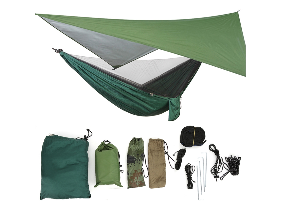 Rede de mosquito portátil com toldo para jardim acampamento viagem verde militar escuro 300kg S/MARCA