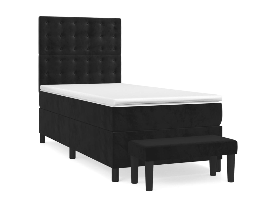 Box Spring Bed, Box Spring Beds Vidaxl Preto Veludo (90 X 190 Cm)